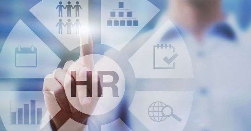 Digital HR human resources interface icon, representing construction company staffing and hiring