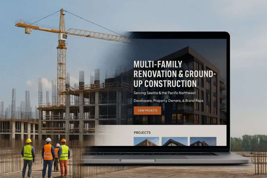 Example of a clean, modern construction company website design