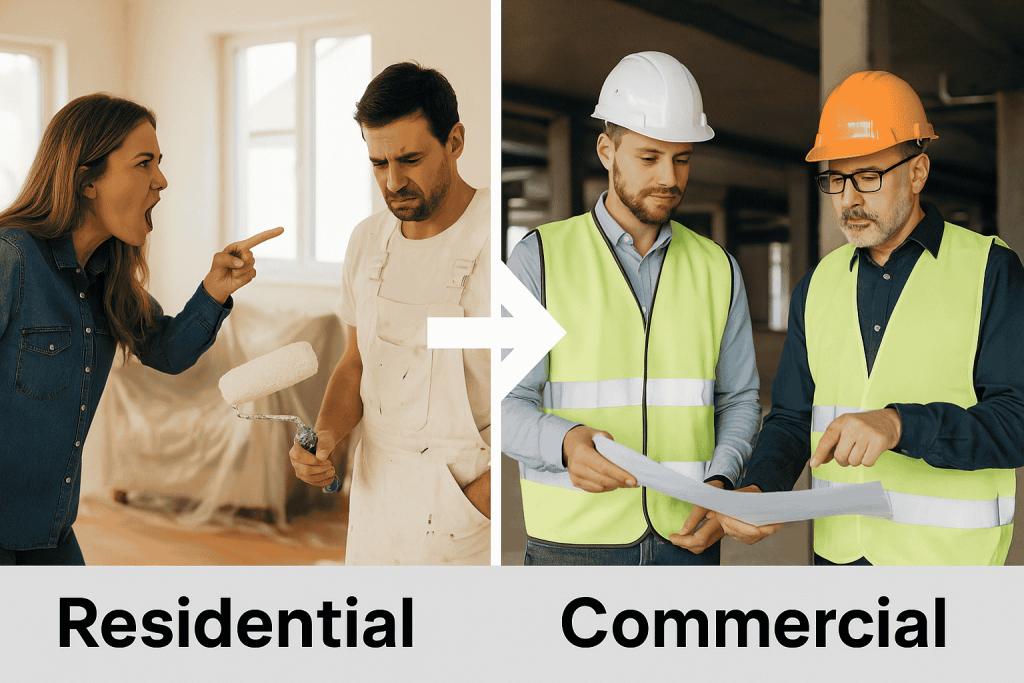 Featured image for a blog post about transitioning from residential to commercial construction