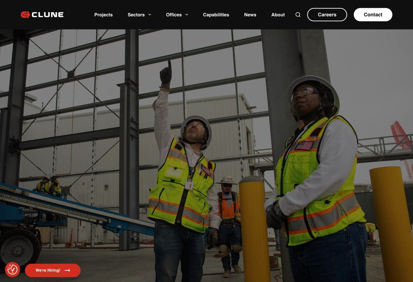 Clune Construction website homepage