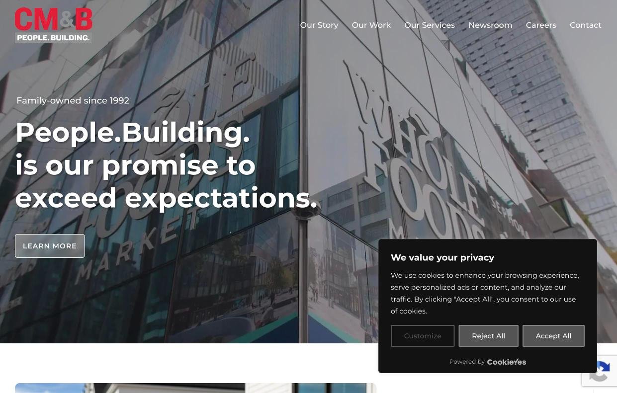 CM&B construction website homepage