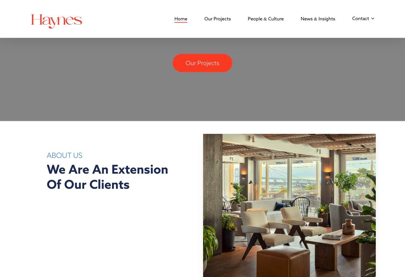 Haynes Group construction website homepage