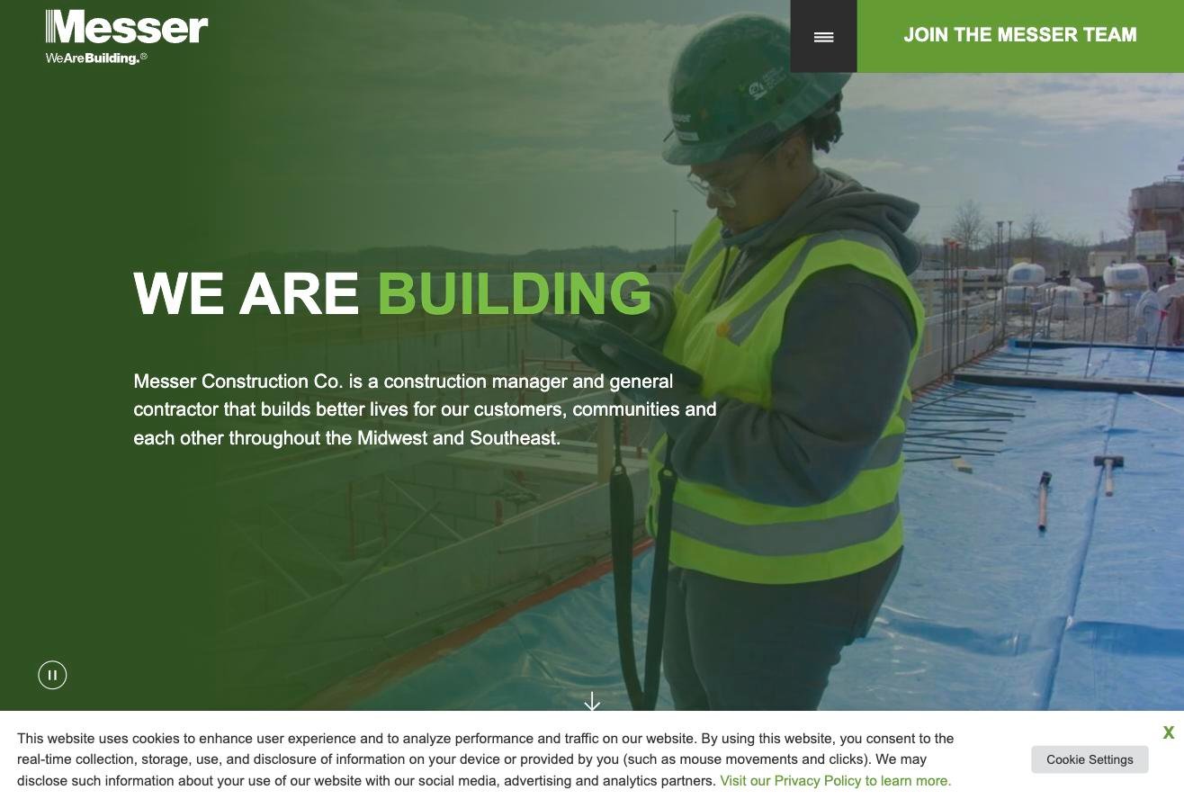 Messer Construction website homepage