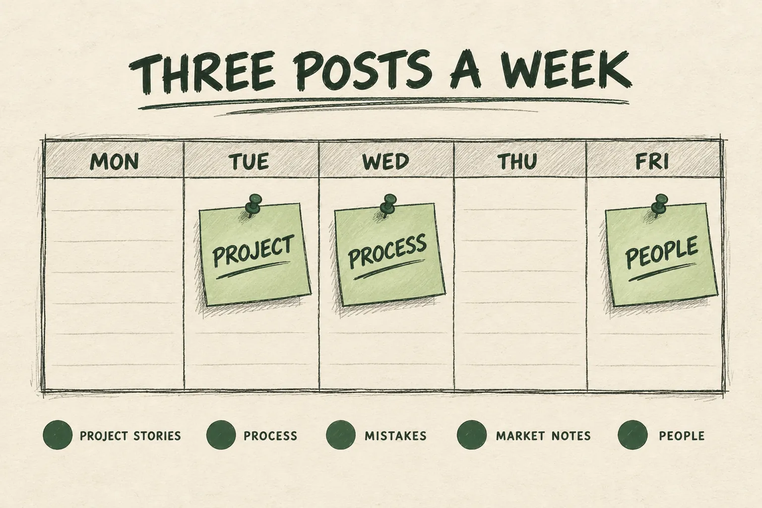 Three LinkedIn posts a week rotation for construction company owners