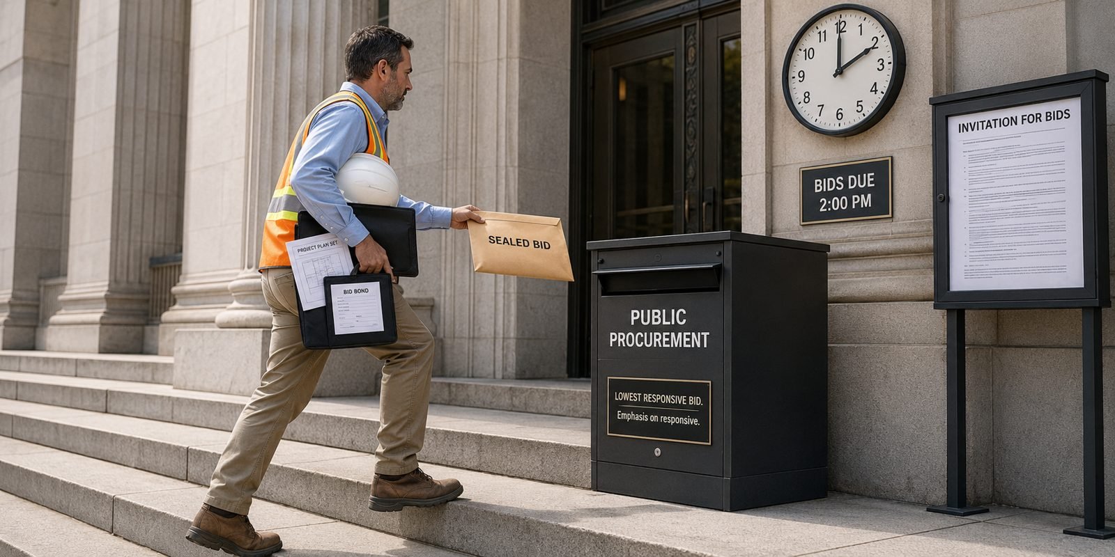 Contractor delivering a sealed bid to a public procurement office before the deadline